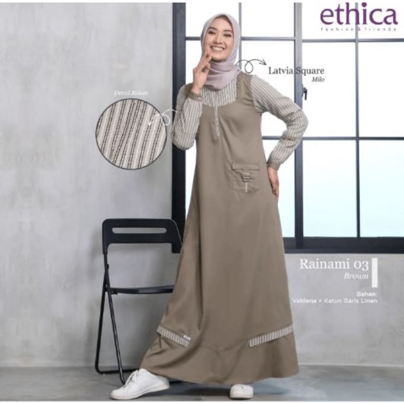GAMIS BUSANA MUSLIM ETHICA RAINAMI 03 BROWN ( COD )
