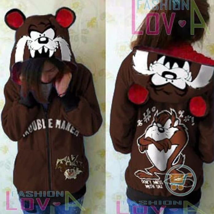 JAKET TAZMANIA TROUBLE MAKER SWEATER MANTEL COUPLE CEWE COWO HOODIE OK FASHION PROMO