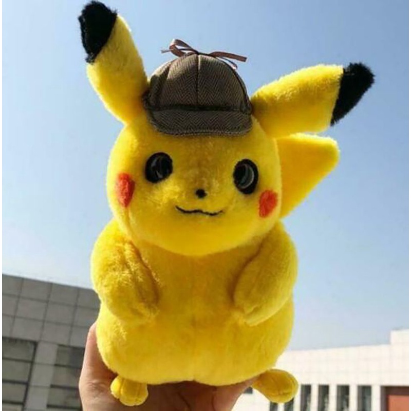 25cm New Movie Pokemon Pikachu Detective Toy Soft Plush Stuffed Figure Kids Gift Toys