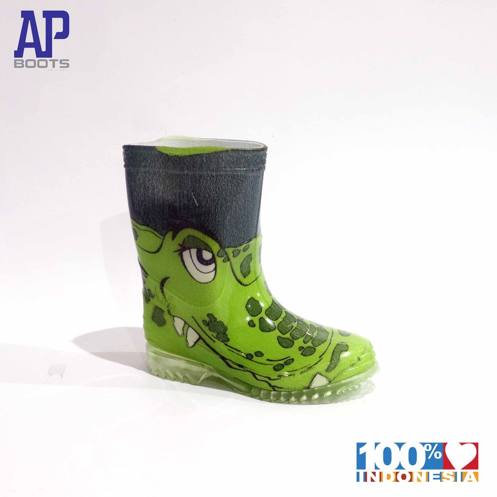 AP SAFARI CROCO 22-28 GREEN - SEPATU BOOTS KARET ANAK  -  AP BOOTS