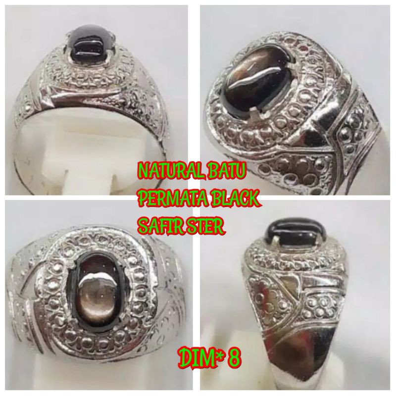 NATURAL BATU PERMATA BLACK SAFIR STER