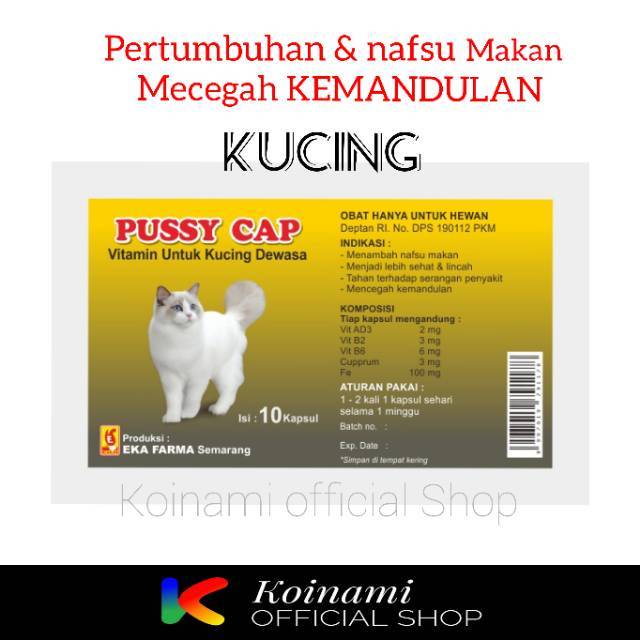 PUSSY CAP @ 1 sachet isi 10caps / obat vitamin mandul / kucing 