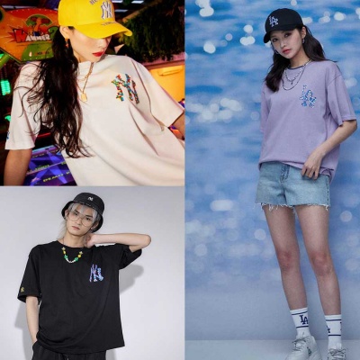 ONT38 Boyfriend Slub tee kaos - MLB1132 PLAYPIXEL LOGO - MLB1131 Graffiti logo tee