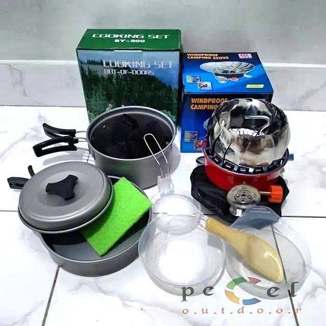 Paket ^ Kompor Camping Portable Mini Windproof Anti Angin Kovar