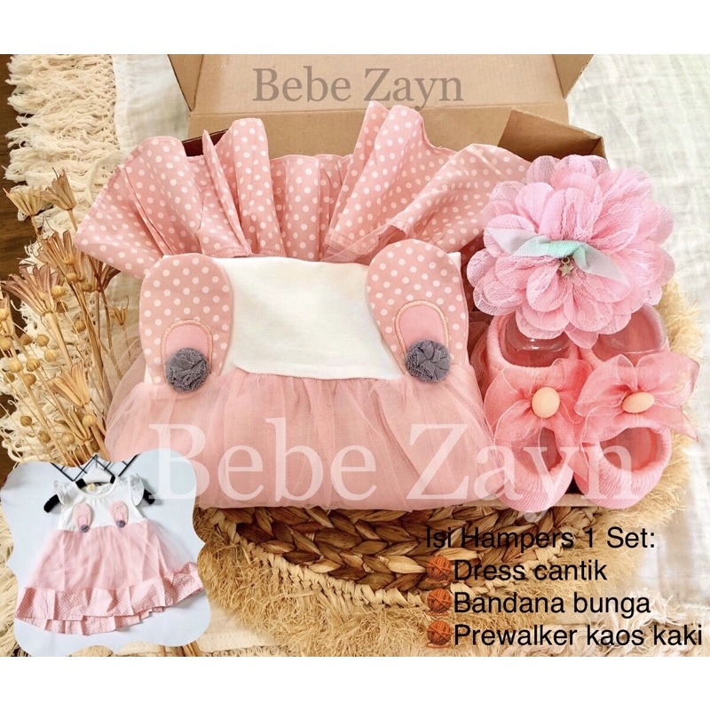 {BEBE ZAYN} Hampers baby/ hampers bayi/ baby gift/ kado bayi/ baby newborn/ Baby Girl/ Flowery Dress Set-Sweetie Pie Pink