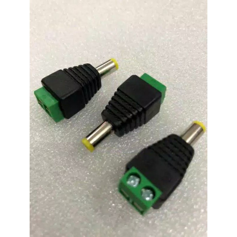 Jack DC Baut Jantan 2.1x5.5mm Male Power Plug to Screw Soket CCTV Cok