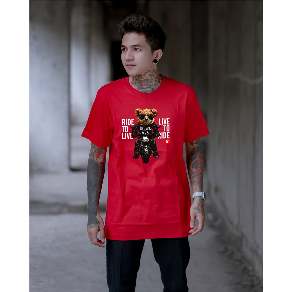 BRIGO Kaos Lengan Pendek Bear Rider || Kaos Katun Combed M-XL || Kaos Distro BRIGO Beruang Rider