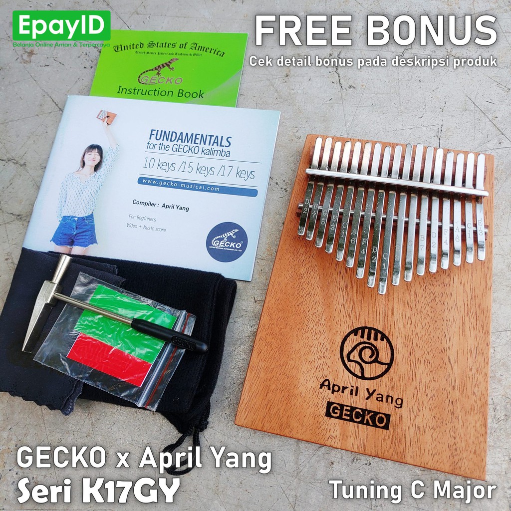 GECKO x APRIL YANG K17GY | GECKO Kalimba 17 Keys SOLID Mahogany Mbira | Alat Musik Thumb Piano