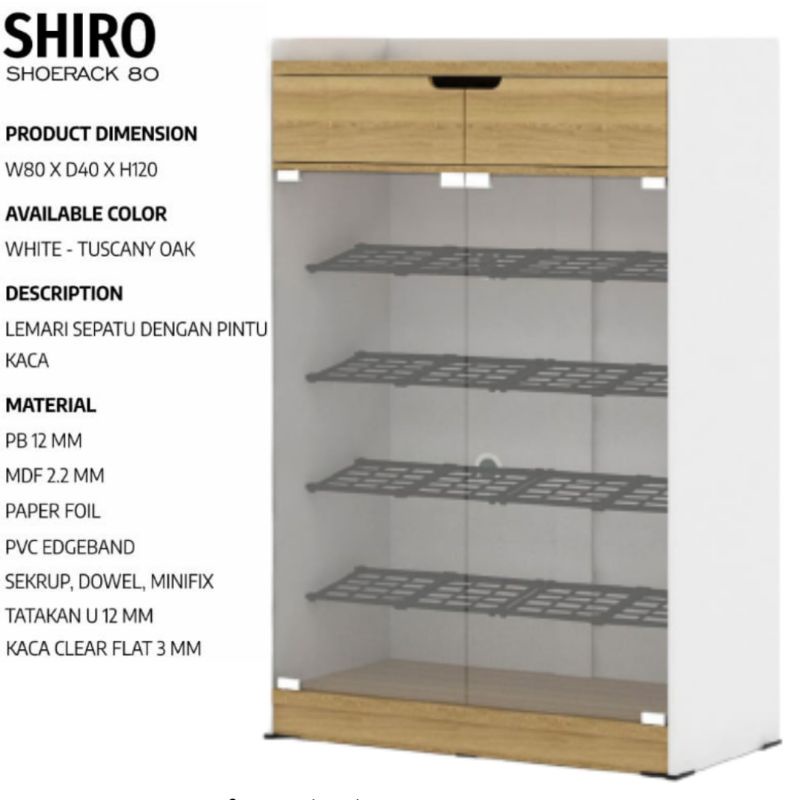 KHUSUS DENPASAR-BALI.Rak Sepatu type Shiro ukuan 60 & 80