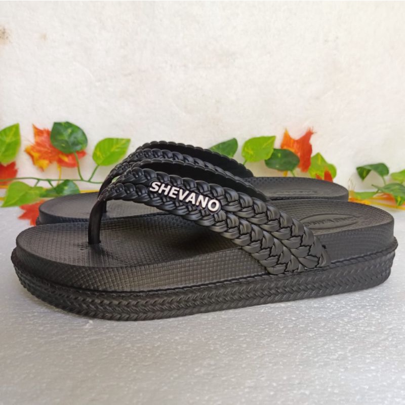 Sandal Wanita Tebal 4cm Sandal Jepit Wanita Karet Jelly Eva Tali Kepang Sandal Jepit Casual