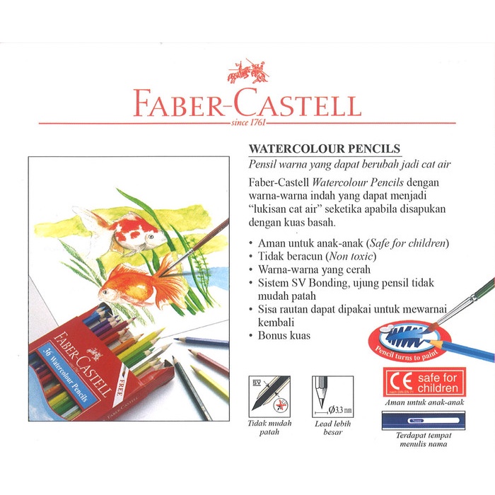

Limited Pensil Warna Faber Castell Water Colours 12 Warna Bagus