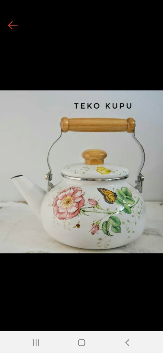 Teko Enamel Motif Kupu Kupu