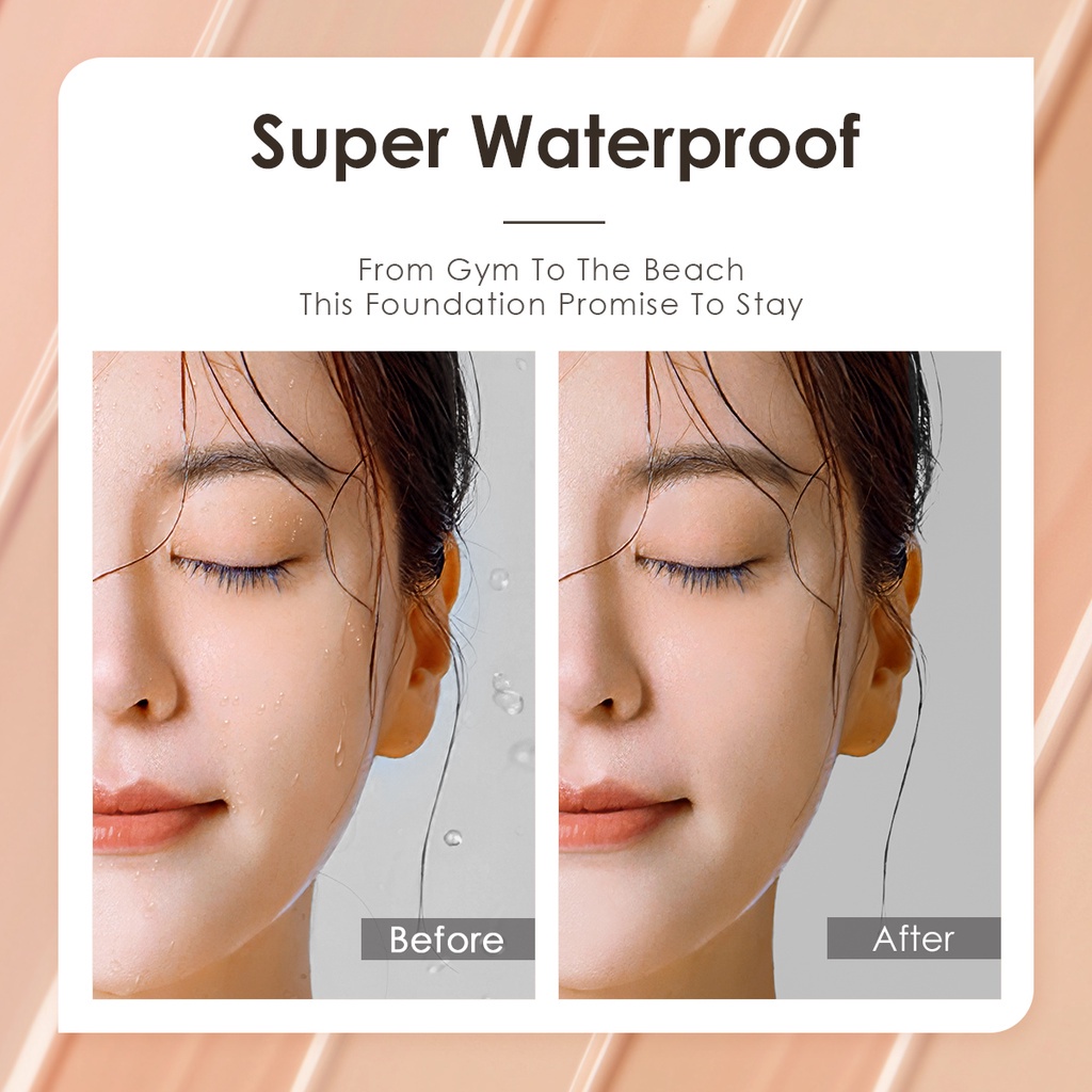 FOCALLURE Flaw-Resistant Longwear Foundation Full-Coverage Waterproof Cream Base makeup Untuk Wajah FA256