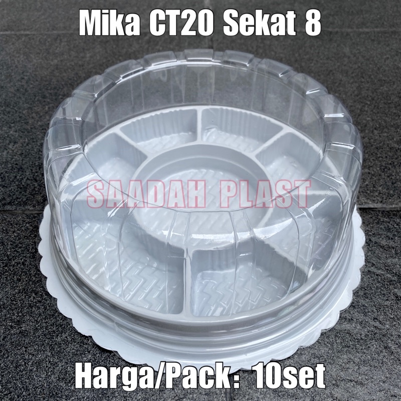 (ISI 10) Mika Tumpeng CT 20 Sekat 8 Bulat / Tray Cake Tart CT20 PUTIH GAGANG