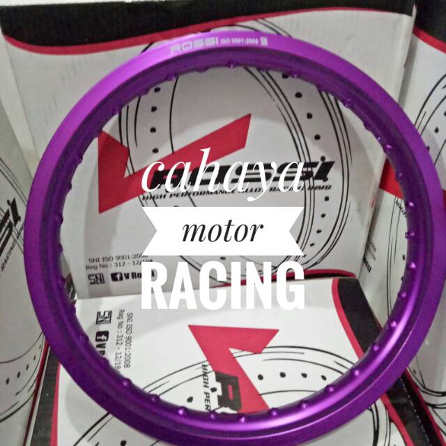 Pelak Rossi Wm Velg Rossi Original Pabrik Ring17 X185 Warna Ungu - Harga Per 1 ( satu) Semua Motor