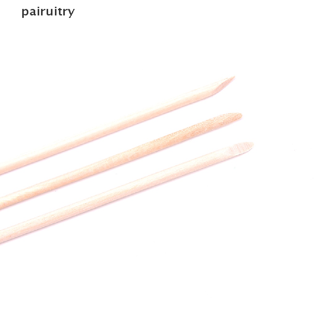 Prt 100Pcs Stik Kayu Oranye Pendorong Kutikula Untuk Manicure / Nail Art PRT