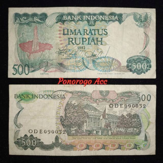 (Gress/Bekas) Uang kuno rp 500 bunga bangkai tahun 1982 500 rupiah bunga bangkai uang kuno rp.500