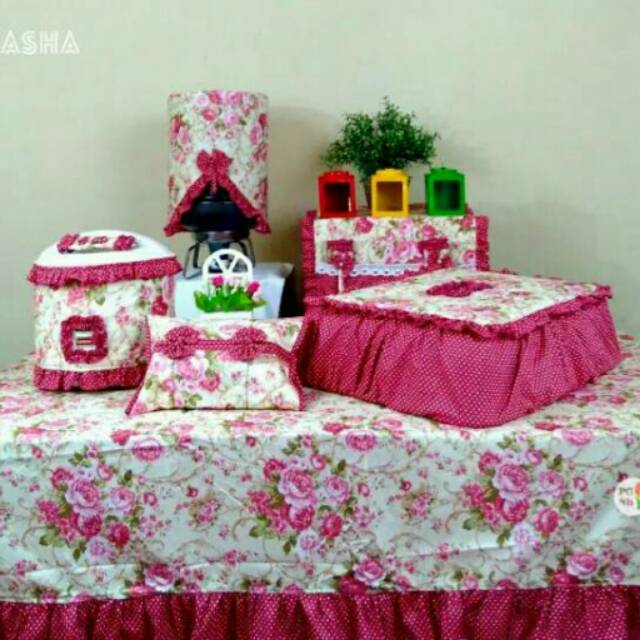 Sarung Sofa Bed Galon Kulkas Magic com set Home set Full set *Bunga Colorfull* cover sofa bed elasti