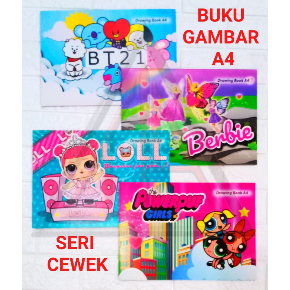 Buku gambar a4 karakter lol barbie tayo ben-10 dragon ball paw patrol karakter disney-1