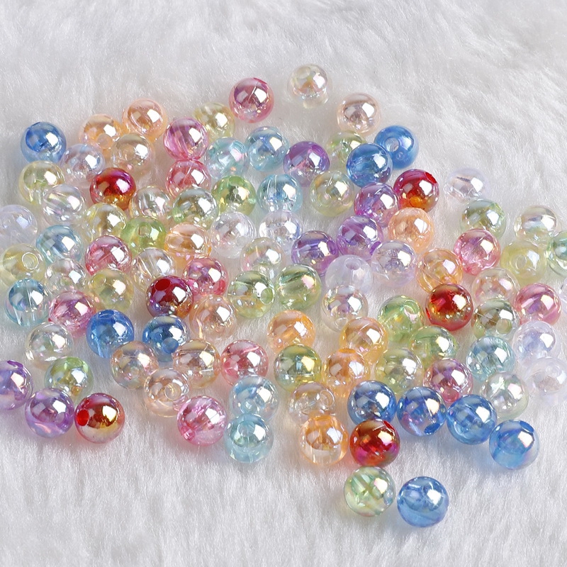 Temukan DIY Supplier Perhiasan Membuat Aksesoris Buatan Tangan Membuat Gelang Kalung Anting Bulat Longgar Manik-Manik Mutiara Imitasi Warna AB Yang Indah Spacer Akrilik 6mm 8mm 10mm