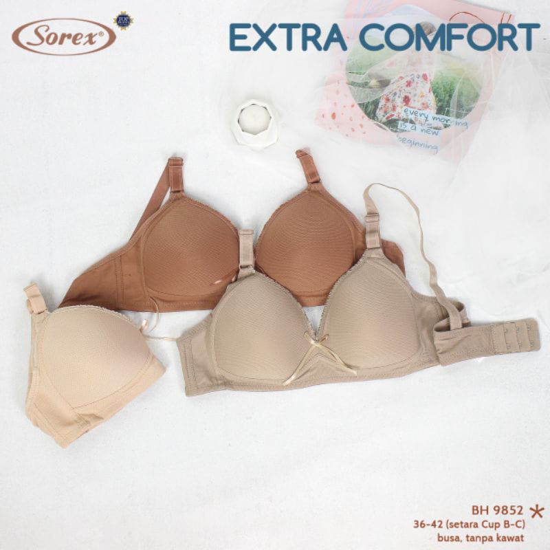 Bh Bra Sorex 9852 (Cup B-C) Extra Comfort | Busa Tipis Tanpa Kawat | Basic |