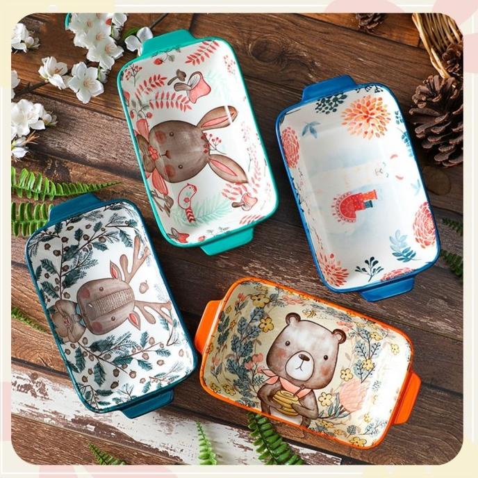 Cartoon Eared Baking Pan - Piring Cantik, Piring Lucu, Piring Keramik MURAH