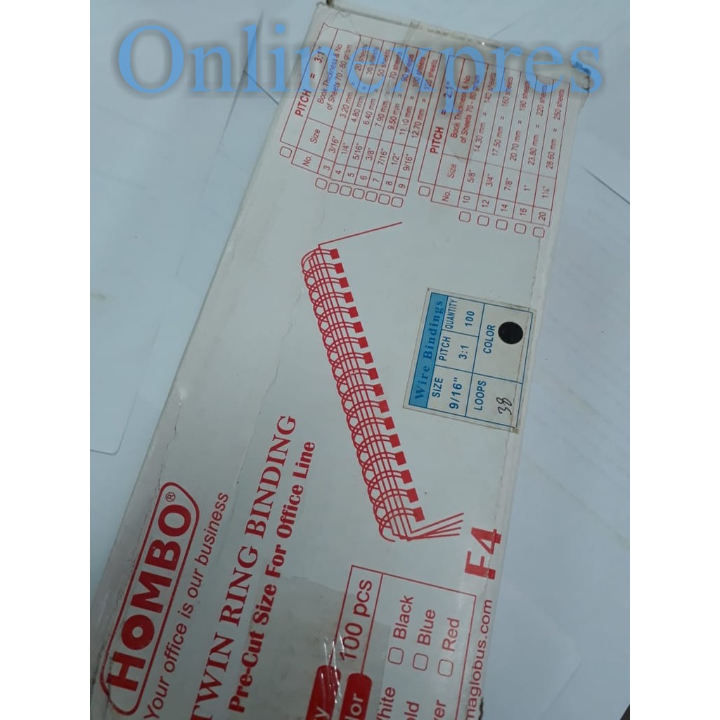 

Hombo Spiral Kawat / Twin Ring F4 5/16" 38 Loops (1Box)