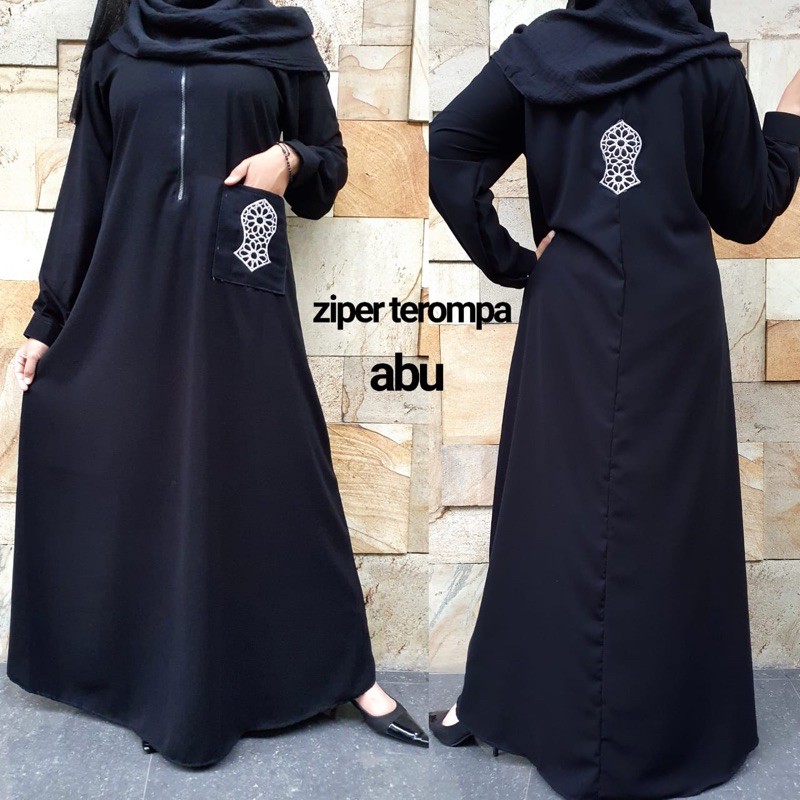 abaya ziper terompa abu  abu ABAYA muslimah.