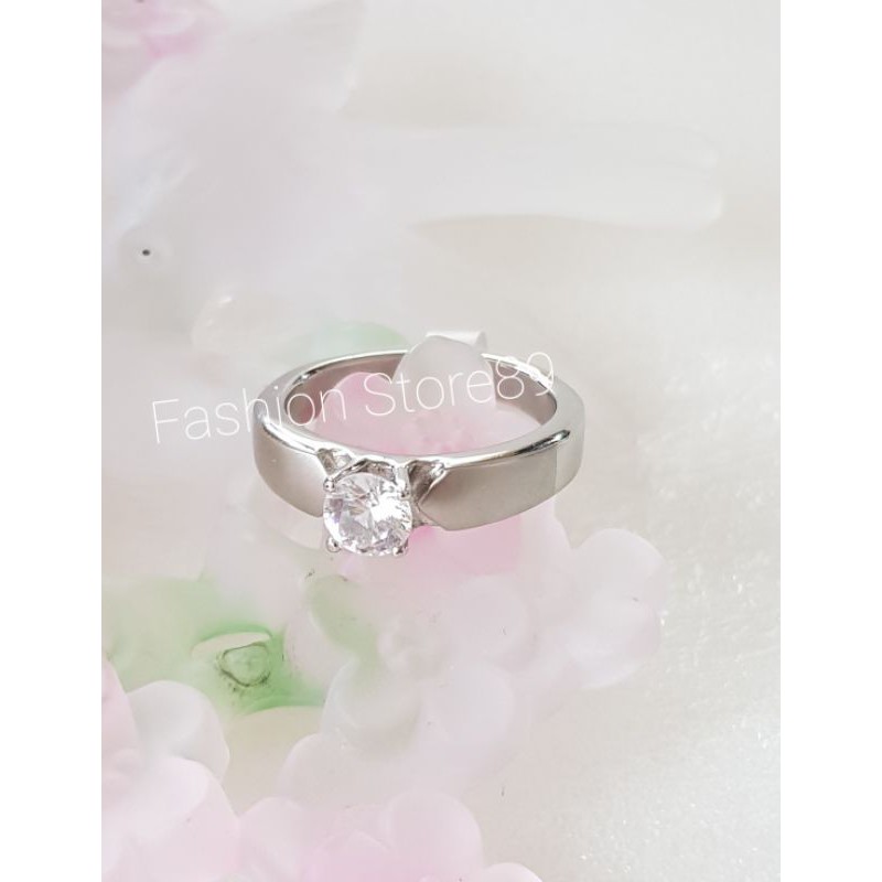 impor cincin nikah tunangan fashion cewek cowok halal titanium white antikarat silver dove kombinaso