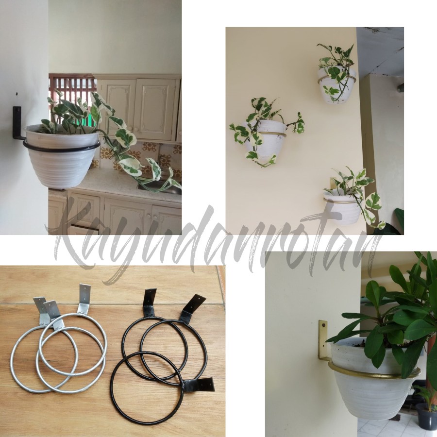Gantungan pot bunga dinding/rak balkon manis/pengait pot/ring basket/standing pot besi