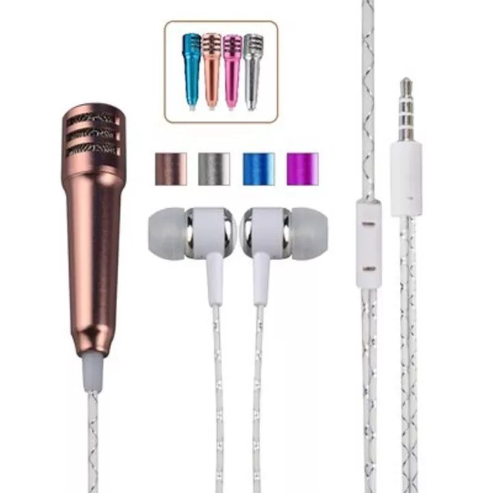 Microphone Mini + Headset Smule / Mic Earphone 2 In 1 / Mic Karaoke Smule / Mic Karaoke HP