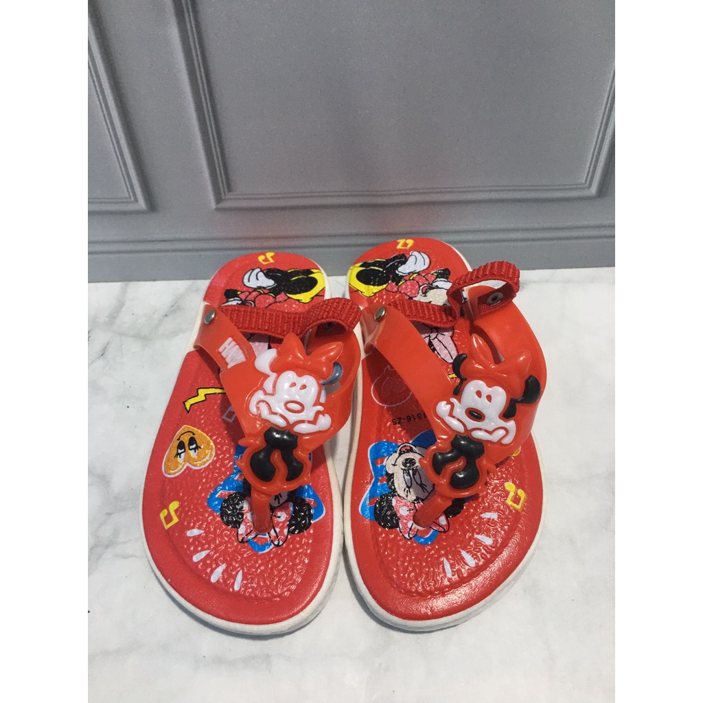 JJ-1816-Z6 Sandal Bunyi Cit Cit Anak Tali Elastis Karakter Mickey Mouse / Sandal Jepit Bunyi Import Size 24-29