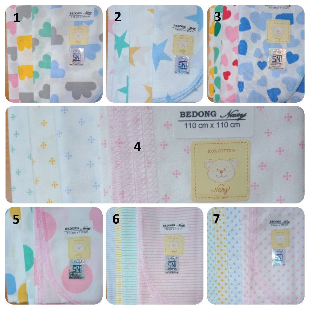 nary bedong bayi motif lucu isi 4pc 110cm x 110cm 100% cotton