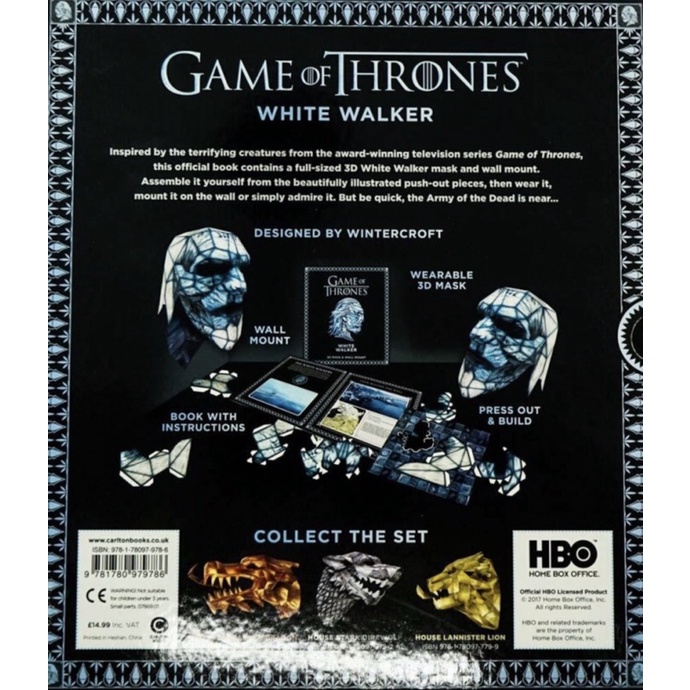 Game of Thrones Official 3D Mask Wall Mount Build Book