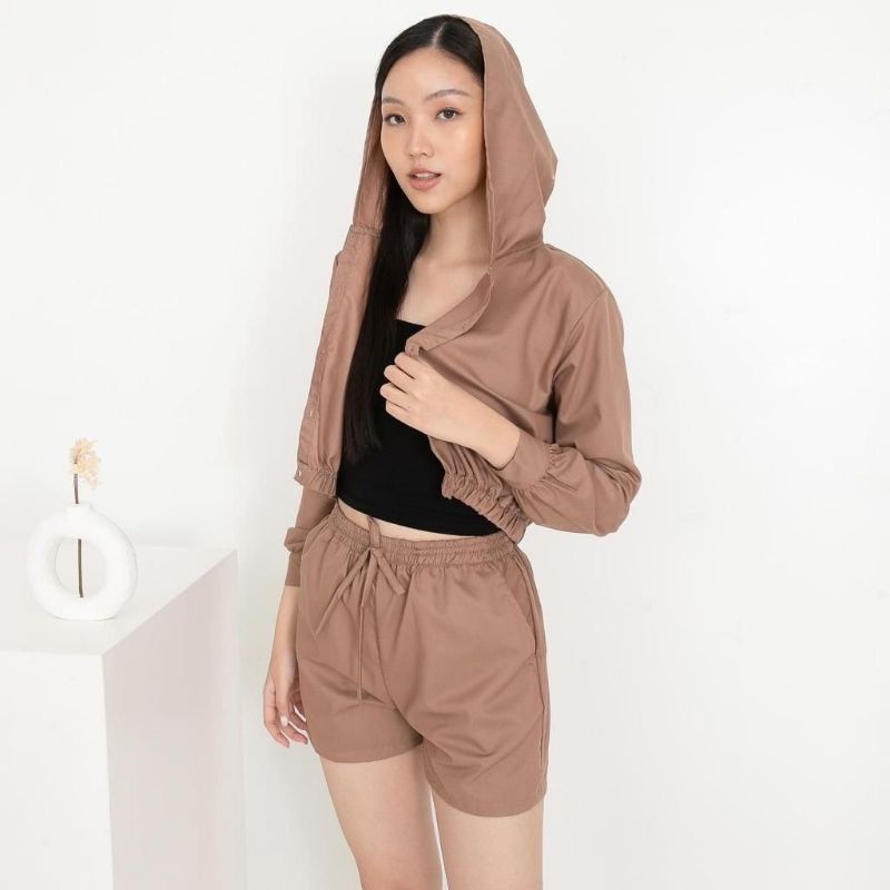 MDLV ~ Set Hoodie Siera Set Hotpants Hoodie Lengan Panjang Set Premium Fashion Wanita