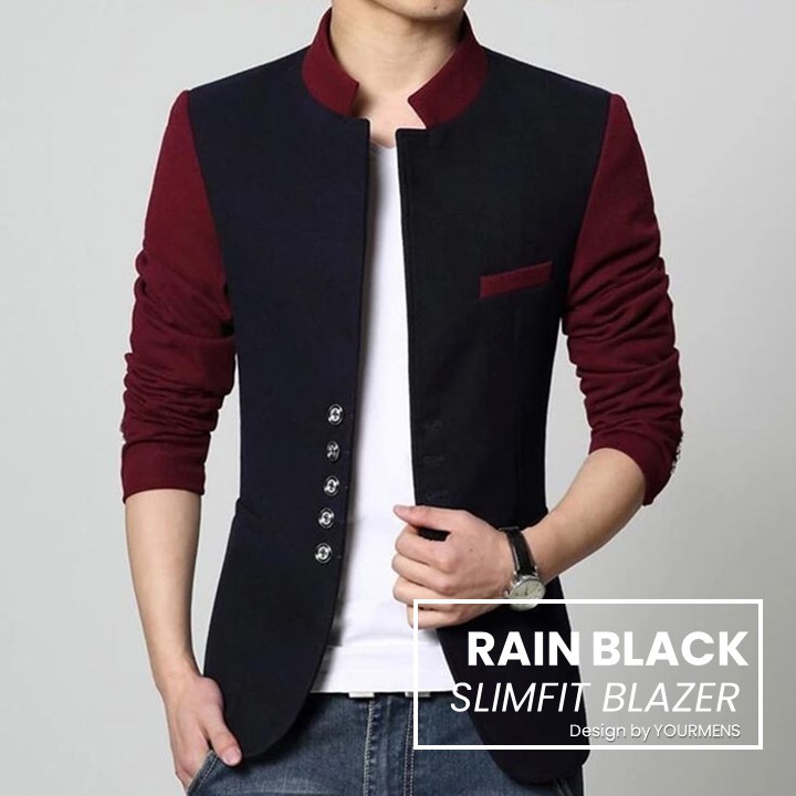 BLAZER COWOK SLIMFIT KEREN RAIN BLACK HIGH TWIST ORIGINAL NIKAYU FREE ONGKIR