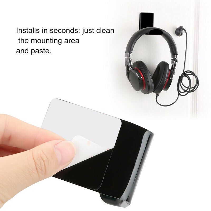 Stand Holder Headphone Gaming Bahan Akrilik Dengan Perekat Untuk Bawah Meja