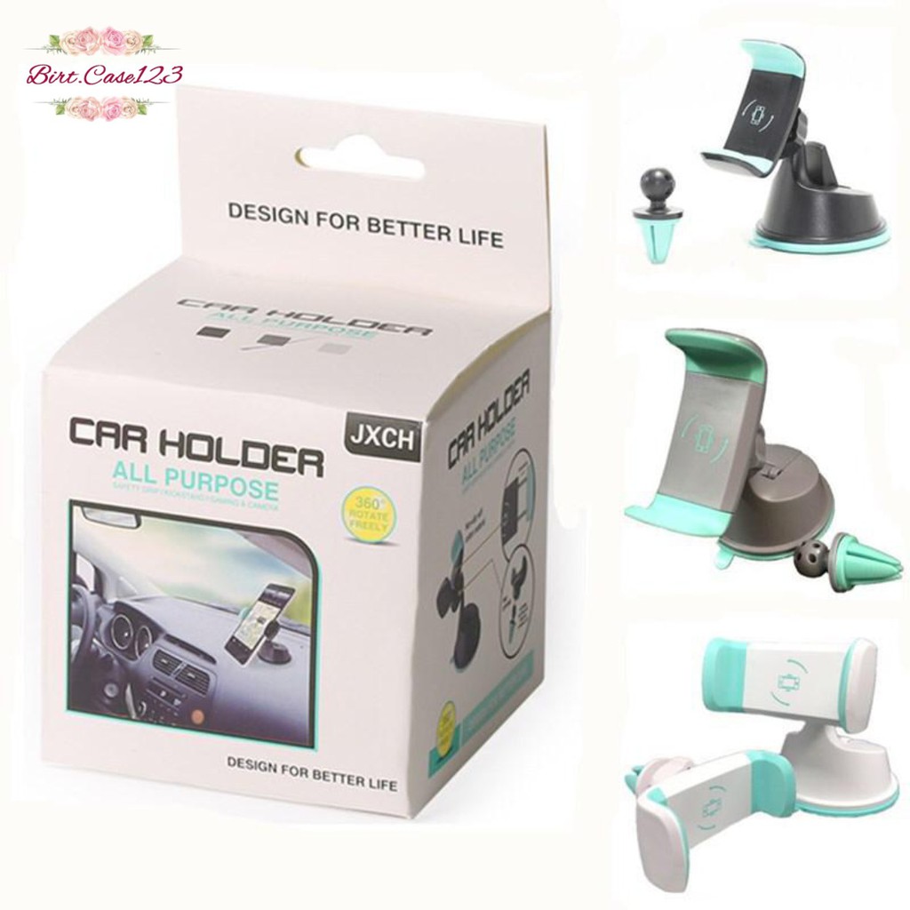 JXCH 2in1 Holder mobil HP car Holder Stand Dashboard AC KACA GPS universal phone 360 derajat BC2235