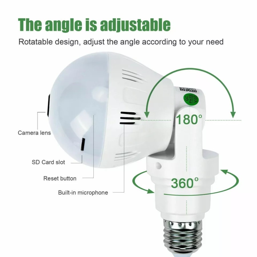 NA-Cctv Bohlam Lampu Wifi Hd 1080p Kamera Tekuk 180 Derajat V16 - BOHLAM V16