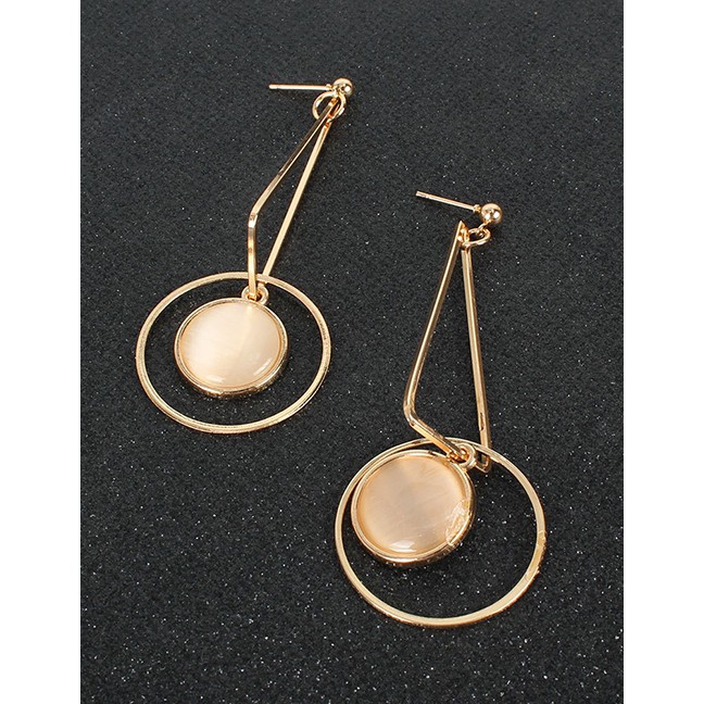 LRC Anting Tusuk Fashion Gold Color Alloy Drop-shaped Resin Earrings P09878