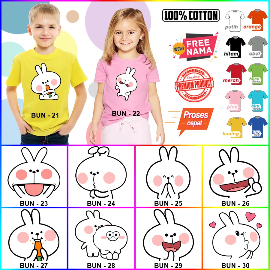 Baju Kaos ANAK DAN DEWASA BUNNY COUPLE (FREE NAMA)