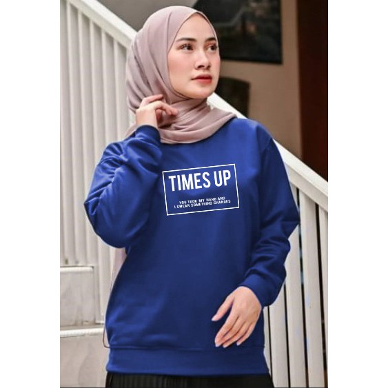 - Kaos Lengan Panjang  TIMES UP / Kaos Sweatshirt / Atasan Wanita / Atasan Wanita Lengan Panjang