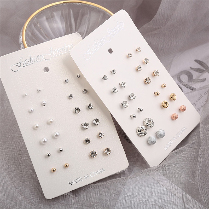 1 Set/mode Anting Set Wanita Sederhana Paduan Berlian Imitasi Bola Anting-Anting Wanita Aksesoris Perhiasan Hadiah