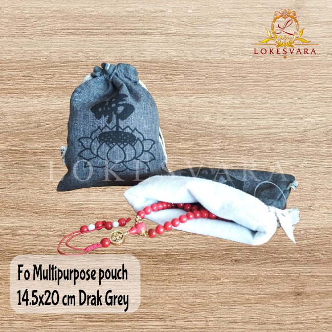 Kantong Mala Motif FO Dark Grey