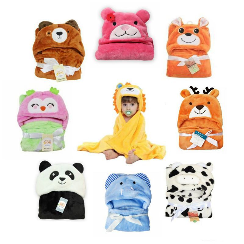 Selimut Bayi Topi Boneka 3D ||  Selimut Bayi Karakter Fleece || Selimut  Karakter Hewan || Selimut Bayi Murah