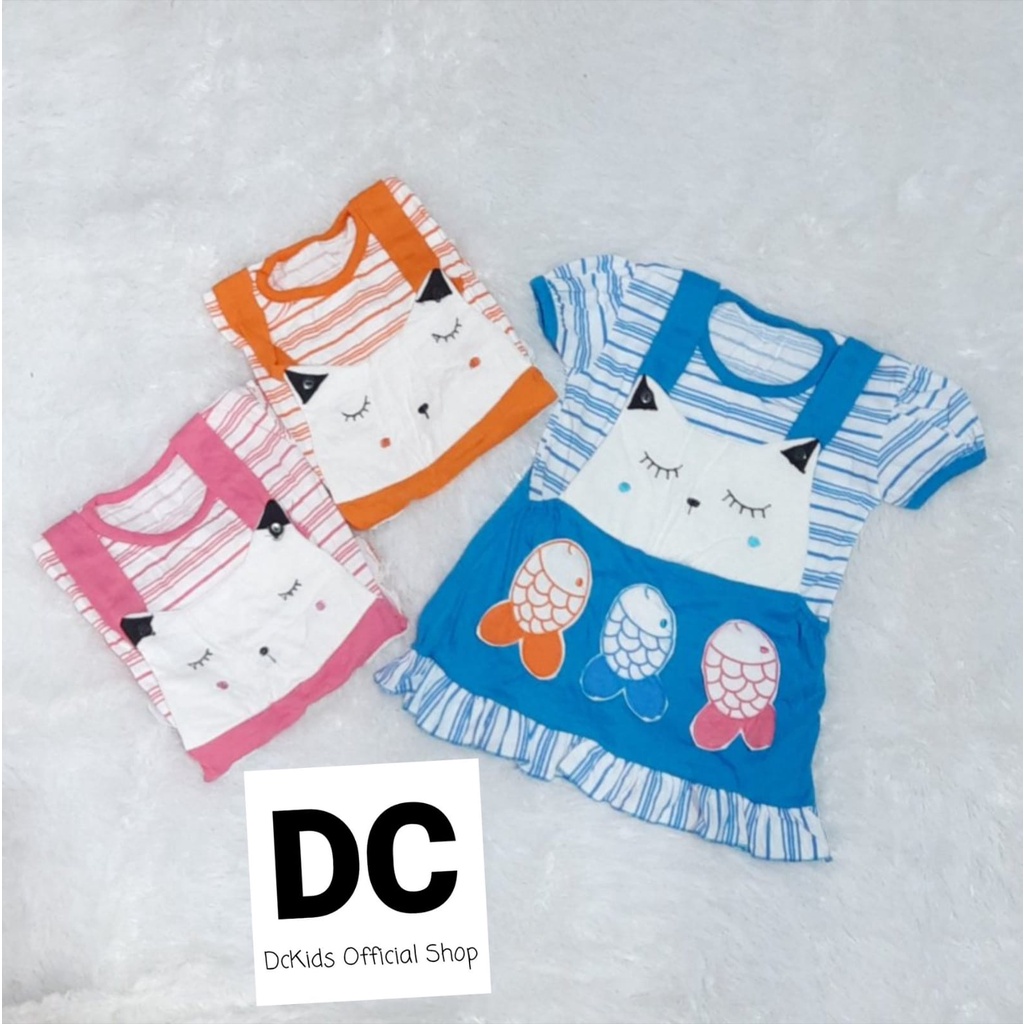 DcKids JUMPER BAYI PEREMPUAN MOTIF CAT/DRESS BAYI PEREMPUAN/BAJU JUMPER BAYI PERMEPUAN 2-10BULAN