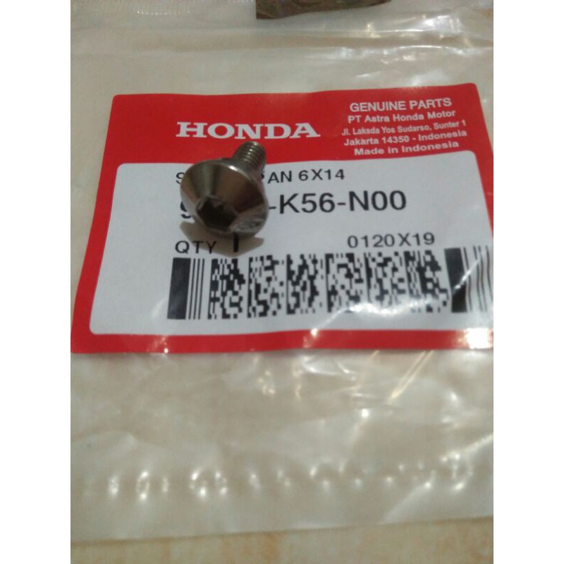 baut L screw spakbor depan 6x14 sonic 150r supra gtr 150 original honda