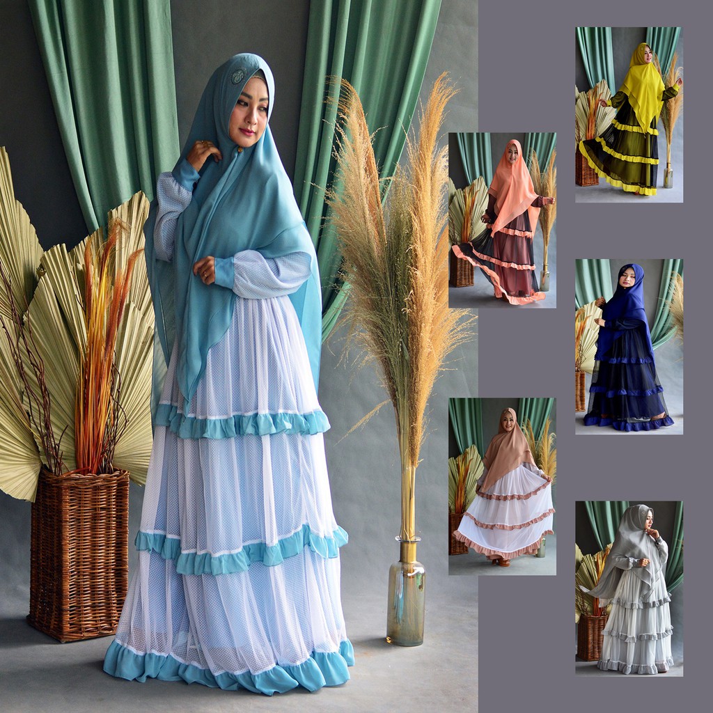 GAMIS MODERN SYARI RENDA BIRU MUDA CANTIK