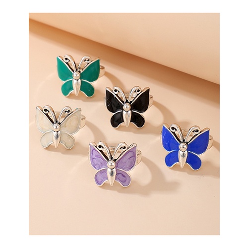 LRC Cincin Set Fashion Color Color Dripping Butterfly Ring Set V81372