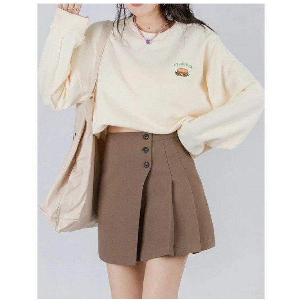 SWEATER BORDIR DELICIOUS BURGER / SWEATER WANITA TEBAL / SWEATER BORDIR